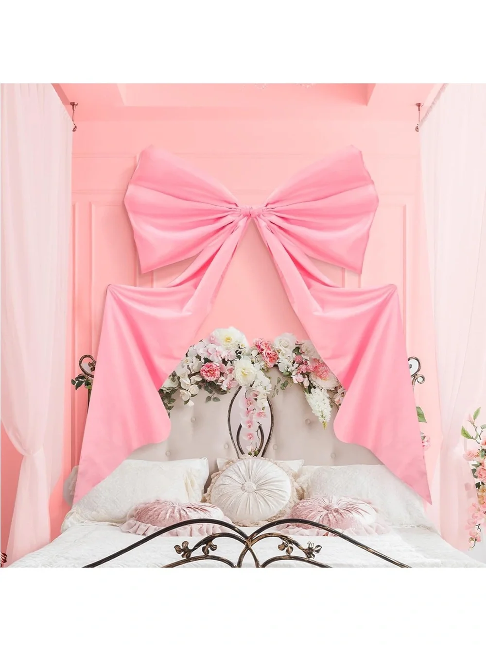 Big Pink Wall Bow Decorations 39 x 72 Inch Giant Birthday Party Decor Ribbon